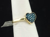 Blue Diamond Heart Cocktail Ring 10k Yellow Gold Love Fashion Band 0.30 Ct.