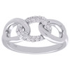 10K White Gold Diamond Interlinked Band Triple Link Right Hand Ring 0.20 CT.
