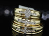 Mens Ladies 14K Yellow Gold Diamond Engagement Ring Wedding Band Trio Set .36 Ct