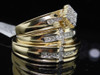Mens Ladies 14K Yellow Gold Diamond Engagement Ring Wedding Band Trio Set .36 Ct