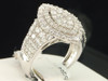 Diamond Cluster Cocktail Right Hand Fashion Ring 14K White Gold 1.82 Ct