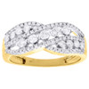 10K Yellow Gold Round Diamond Crossover Band Right Hand Cocktail Ring 0.60 Ct.
