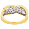10K Yellow Gold Round Diamond Crossover Band Right Hand Cocktail Ring 0.60 Ct.