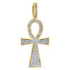 10K Yellow Gold Round Diamond Egyptian Ankh Cross Pendant Mini Charm 0.26 Ct.