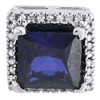 Diamond Necklace Sterling Silver Created Blue Sapphire Square Pendant 1.95 Tcw