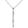 10K White Gold Two Stone Diamond Vertical Bar Pendant 18" Necklace 1/10 CT.