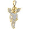 Diamond Mini 3D Angel Piece Pendant Fully Iced 10K Yellow Gold Charm 0.86 Ct.