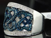 Blue Diamond Cocktail Ring Ladies 10K White Gold Round Designer 1/2 Tcw.