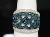 Blue Diamond Cocktail Ring Ladies 10K White Gold Round Designer 1/2 Tcw.