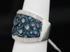 Blue Diamond Cocktail Ring Ladies 10K White Gold Round Designer 1/2 Tcw.