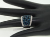 Blue Diamond Cocktail Ring Ladies 10K White Gold Round Designer 1/2 Tcw.