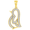 Diamond Penguin Pendant Ladies 10K Yellow Gold Fashion Bird Charm 0.12 Ct.