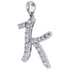 Diamond K Initial Script Pendant .925 Sterling Silver Charm w/ Chain 0.11 Tcw.