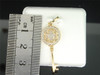 Ladies 10K Yellow Gold Clover Key Lock Diamond Pendant Charm For Necklace .05 Ct