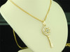 Ladies 10K Yellow Gold Clover Key Lock Diamond Pendant Charm For Necklace .05 Ct