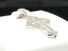 Ladies 10K White Gold Round Diamond Jesus Cross Pendant Charm For Necklace 1.02"