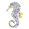 Diamond Seahorse Pendant Ladies 10K Yellow Gold Round Cut Pave Charm 0.14 CT.