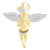 Diamond Pendant Mens Yellow Sterling Silver Praying Angel Wings Charm 0.45 ct.