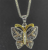 Black & Brown Diamond Butterfly Pendant 10K White Gold Charm  0.35 CT.