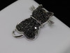 LADIES WHITE GOLD BLACK DIAMOND PUSSY CAT PENDANT CHARM