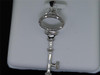 Diamond Key Pendant Ladies .925 Sterling Silver Round Pave Charm 0.10 Ct.