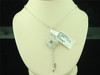 Ladies 10K White Gold Designer Key Lock Diamond Pendant Charm For Necklace .50Ct