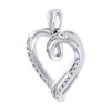 Diamond Heart Pendant Necklace 10K White Gold Round Love Charm 0.10 CT.