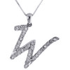 Diamond W Initial Pendant .925 Sterling Silver Charm Script w/ Chain 0.11 Tcw.