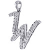 Diamond W Initial Pendant .925 Sterling Silver Charm Script w/ Chain 0.11 Tcw.