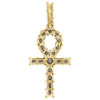 10K Yellow Gold Round Cut Diamond Egyptian Ankh Cross Pendant Mini Charm 0.37 Ct