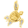 Diamond Swimming Tortoise Turtle Pendant in 10K Yellow Gold Pave Charm 0.10 Ct.