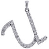 U Script Diamond Charm .925 Sterling Silver Initial Pendant w/ Chain 0.11 Tcw.