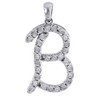 B Initial Diamond Pendant .925 Sterling Silver Script Charm w/ Chain 0.11 Tcw.