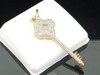 Diamond Key Pendant Ladies 10K Yellow Gold Pave Round Clover Charm 1/2 Tcw.