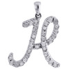 H Diamond Pendant Script Initial .925 Sterling Silver Charm w/ Chain 0.11 Tcw.