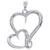 .925 Sterling Silver Diamond Interlinked Heart Ladies Pendant w/ Chain 0.10 CT.