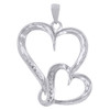 .925 Sterling Silver Diamond Interlinked Heart Ladies Pendant w/ Chain 0.10 CT.