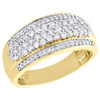 10K Yellow Gold Real Diamond Tier Wedding Band 10.5mm Mens Pave Pinky Ring 1 CT.