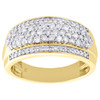 10K Yellow Gold Real Diamond Tier Wedding Band 10.5mm Mens Pave Pinky Ring 1 CT.