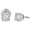 10K White Gold Real Diamond Bezel Set 4 Prong Circle Stud 5mm Earrings 0.30 CT.