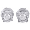 10K White Gold Real Diamond Bezel Set 4 Prong Circle Stud 5mm Earrings 0.30 CT.