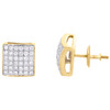 10K Yellow Gold Real Diamond Square Shape Dome Puff Studs 9mm Earrings 0.55 CT.