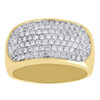 Mens 10K Yellow Gold Diamond Wedding Band 12.50mm Domed Pave Pinky Ring 1.50 Ct.