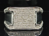 Square Diamond Pinky Ring .925 Sterling Silver Round Pave Design 0.65 Tcw.