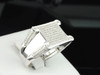 Square Diamond Pinky Ring .925 Sterling Silver Round Pave Design 0.65 Tcw.