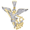 10K Yellow Gold Genuine Diamond Saint Michael Pendant Mens Pave Charm 0.64 Ct.