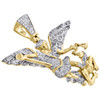 10K Yellow Gold Genuine Diamond Saint Michael Pendant Mens Pave Charm 0.64 Ct.