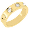 Diamond 3 Stone Wedding Band Mens 14K Yellow Gold Round Anniversary Ring .41 Tcw