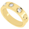 Diamond 3 Stone Wedding Band Mens 14K Yellow Gold Round Anniversary Ring .41 Tcw
