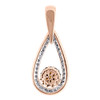 Red Diamond Tear Drop Pendant Ladies 10K Rose Gold Flower Charm  0.15 CT.